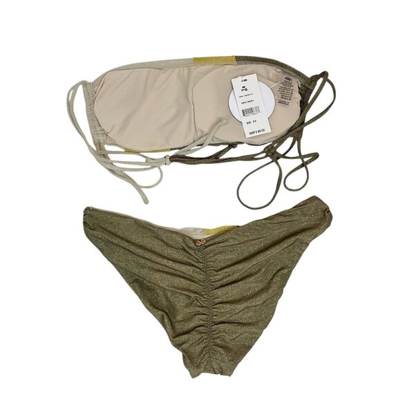 PQ Swim Haven Luna Wave Two Piece Bikini Set Small Full Bottoms D Bandeau Top - Picture 3 of 8